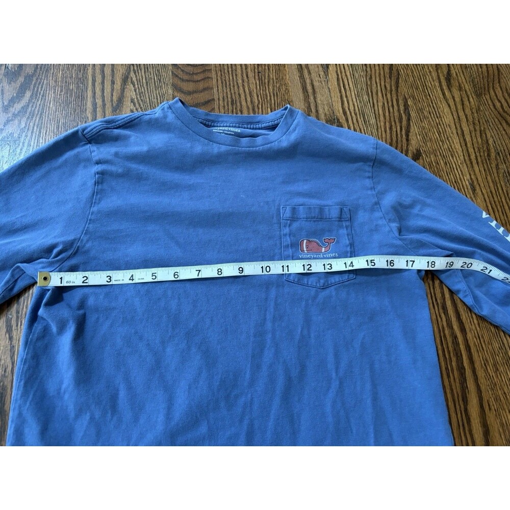Vineyard Vines 100% Cotton Boys XL 16‎ Whale Long Sleeve T Shirt Blue Football - Picture 8 of 10